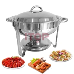 3.5L 5L Capacity Stainless Steel round Roll Top Chafing Dish Stove Chafer Good for Wedding and Restaurant Use