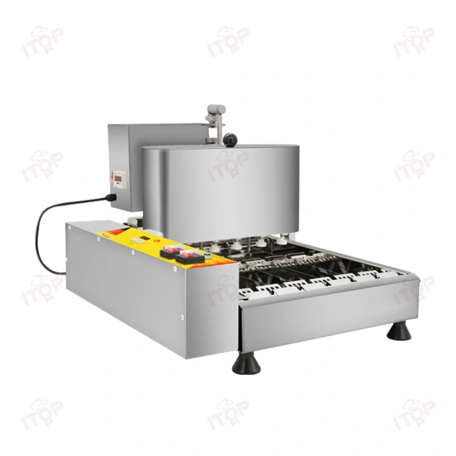 6 Rows Commercial Donut Making Machine Doughnut Frying Machine 1800 Pcs/hour Small Size Automatic Donut Machine