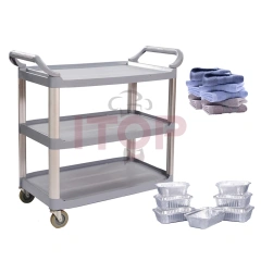 Multifunctional PP Kitchen Storage Rack Trolley for Service Restaurant Hotel Cleaning and Bar Laundry Cart Use