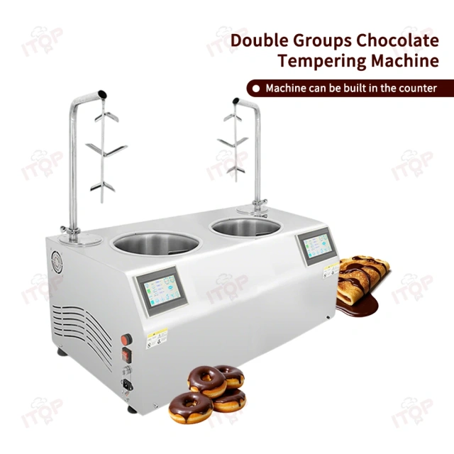Independent Control Two Pots Chocolate Tempering Machine Chocolate Dispenser 7l+7l Chocolate Melting Pans Machine