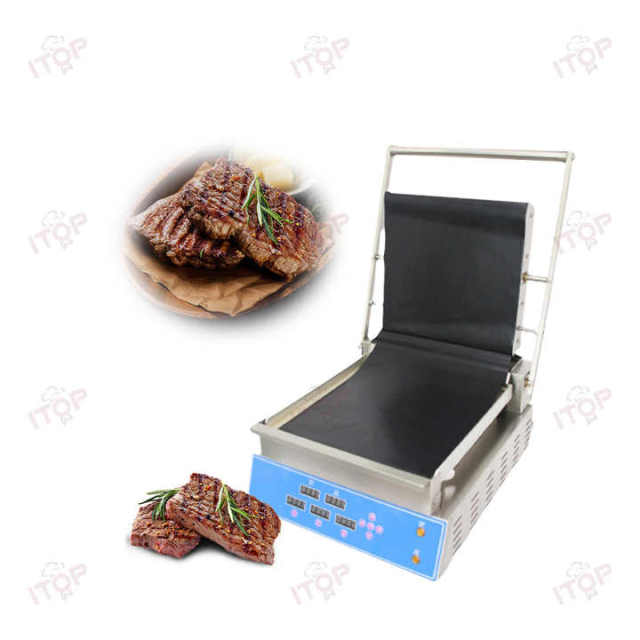 Stainless Steel Steak Grill Burger Griddle Electric Panini Press Grill Double Independent Heating Non-stick Grill Pan