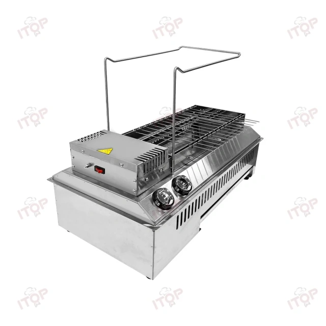 Automatic Flip Skewers Kebab Machine Commerical Indoor Gas Grills 360 Rotary Kebab Sticks Stainless Steel Barbecue Grill