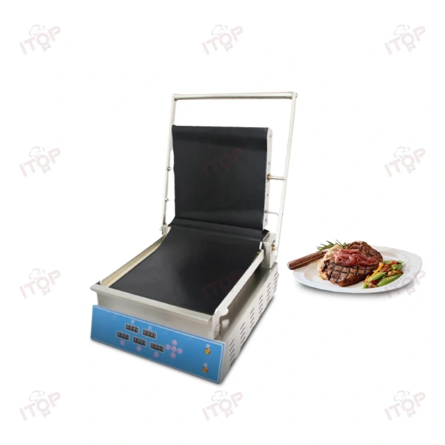Stainless Steel Steak Grill Burger Griddle Electric Panini Press Grill Double Independent Heating Non-stick Grill Pan