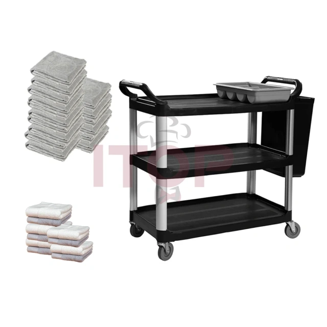 Multifunctional PP Kitchen Storage Rack Trolley for Service Restaurant Hotel Cleaning and Bar Laundry Cart Use