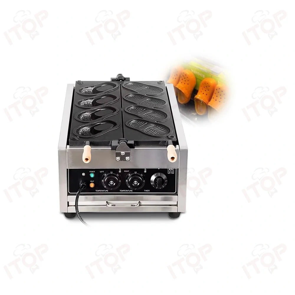 Restaurant Equipment Electric 4pcs Shoe Waffle Maker Stainless Steel Commercial Crocs Waffle Machine
