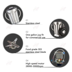 Premium 4l Commercial Smoothie Blender Countertop Heavy Duty 4 Liter 3200w Powerful Food Processors Mixer