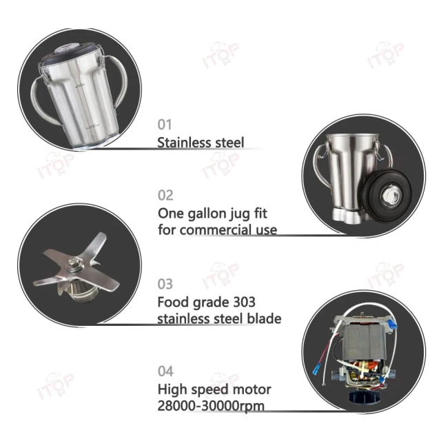 Premium 4l Commercial Smoothie Blender Countertop Heavy Duty 4 Liter 3200w Powerful Food Processors Mixer