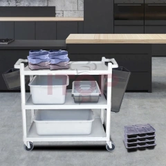 Multifunctional PP Kitchen Storage Rack Trolley for Service Restaurant Hotel Cleaning and Bar Laundry Cart Use