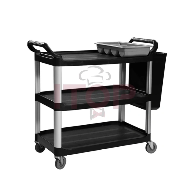 Multifunctional PP Kitchen Storage Rack Trolley for Service Restaurant Hotel Cleaning and Bar Laundry Cart Use