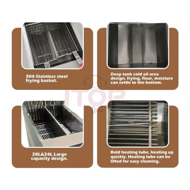 12L+12L Automatic Lifting Double Tanks Deep Fryer Vertical Constant Temperature Electric Fryer