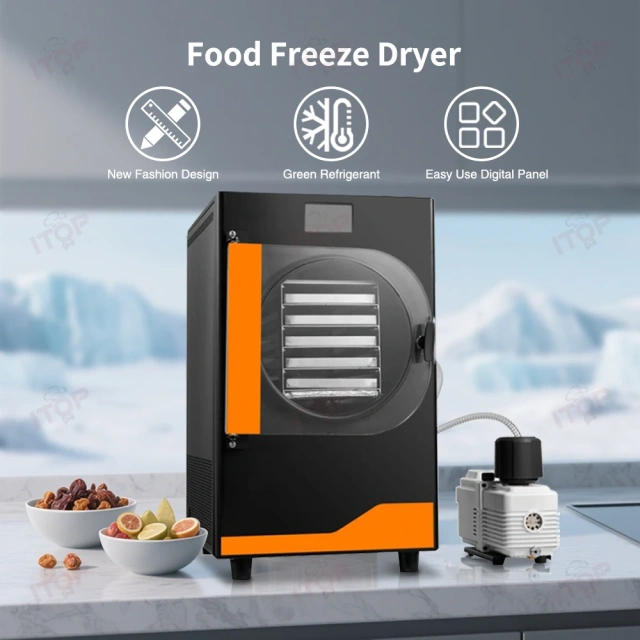 Automatic Home Freeze Dryer 6kg 10kg Capacity Lyophilizer With Pump Engine Gear Vacuum Drying Equipment