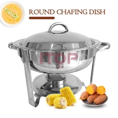 3.5L 5L Capacity Stainless Steel round Roll Top Chafing Dish Stove Chafer Good for Wedding and Restaurant Use
