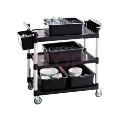 Multifunctional PP Kitchen Storage Rack Trolley for Service Restaurant Hotel Cleaning and Bar Laundry Cart Use