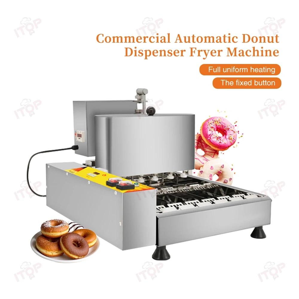 6 Rows Commercial Donut Making Machine Doughnut Frying Machine 1800 Pcs/hour Small Size Automatic Donut Machine
