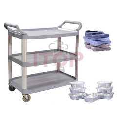 Multifunctional PP Kitchen Storage Rack Trolley for Service Restaurant Hotel Cleaning and Bar Laundry Cart Use