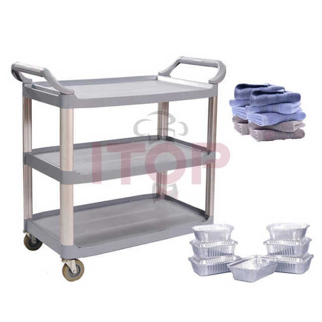 Multifunctional PP Kitchen Storage Rack Trolley for Service Restaurant Hotel Cleaning and Bar Laundry Cart Use