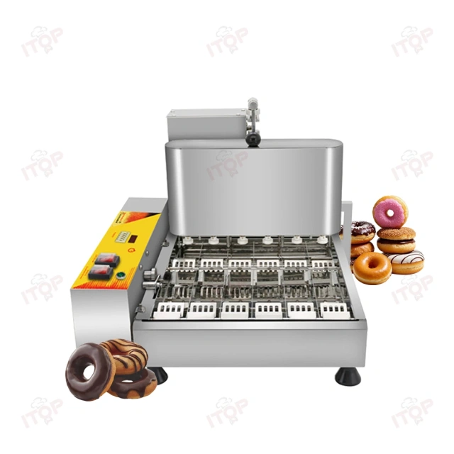 6 Rows Commercial Donut Making Machine Doughnut Frying Machine 1800 Pcs/hour Small Size Automatic Donut Machine