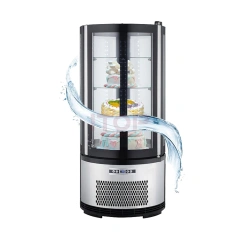 105l Commercial Glass Front Open Round Rotating Cake Display Refrigeration Showcase With Double Layers Tempered Glass