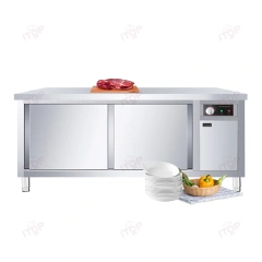 Industrial Stainless Steel Work Table With Sliding Door for Food Prep Kitchen Dish Warmer for Hotels Restaurants