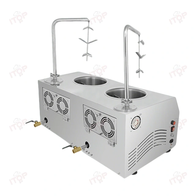 Independent Control Two Pots Chocolate Tempering Machine Chocolate Dispenser 7l+7l Chocolate Melting Pans Machine