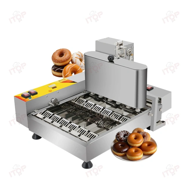 6 Rows Commercial Donut Making Machine Doughnut Frying Machine 1800 Pcs/hour Small Size Automatic Donut Machine