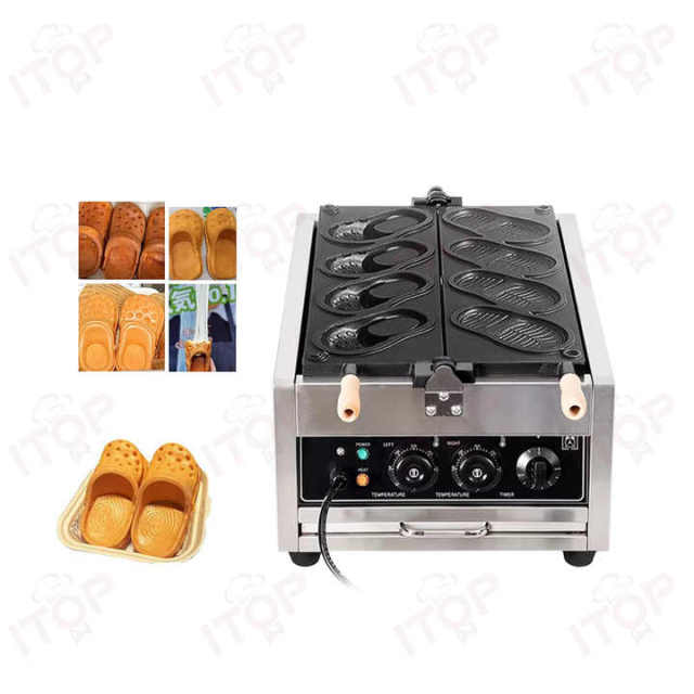 Restaurant Equipment Electric 4pcs Shoe Waffle Maker Stainless Steel Commercial Crocs Waffle Machine