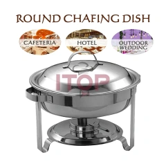 3.5L 5L Capacity Stainless Steel round Roll Top Chafing Dish Stove Chafer Good for Wedding and Restaurant Use