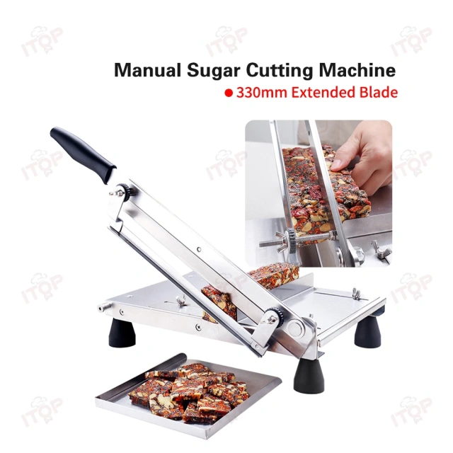 Manual Stainless Steel Peanut Caramel Cookies Cutter Nougat Candy Cutting Slicing Machine