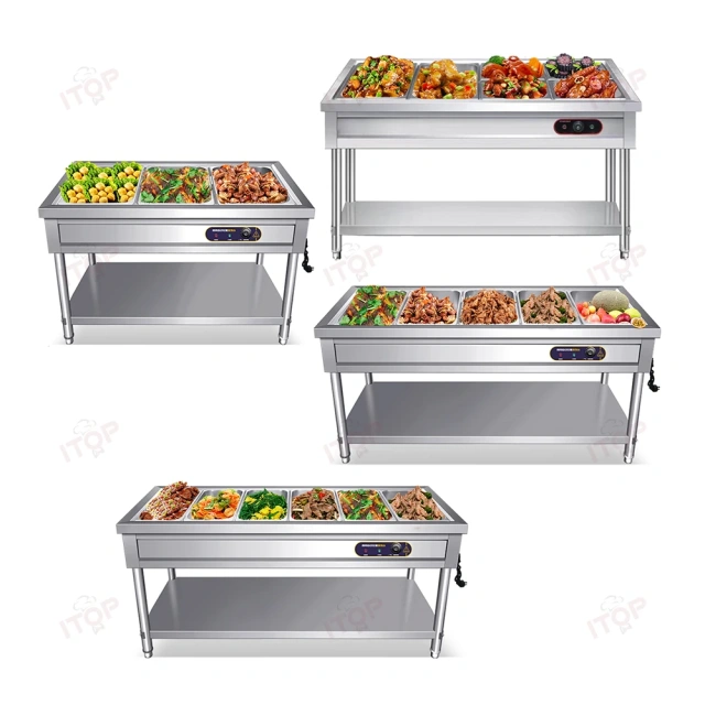 Hotel Restaurant Equipment Electric Food Catering Stainless Steel Bain Marie Warmer Food Warming Machine 3*1/1GN Pan