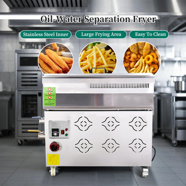 55l Automatic Gas Free Standing Deep Fryer With Oil Water Separator System Commercial Industrial Pressure Fryer