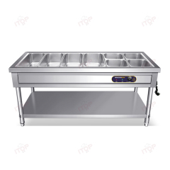 Stainless Steel Bain Marie Restaurant Buffet Bain-marie Food Warming Machine Buffet Steam Food Warmer 6*1/1GN Pan