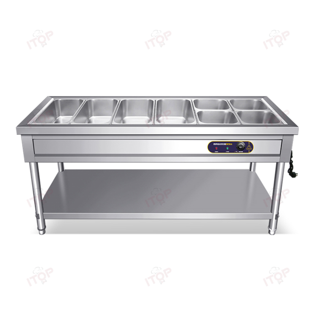 Stainless Steel Bain Marie Restaurant Buffet Bain-marie Food Warming Machine Buffet Steam Food Warmer 6*1/1GN Pan