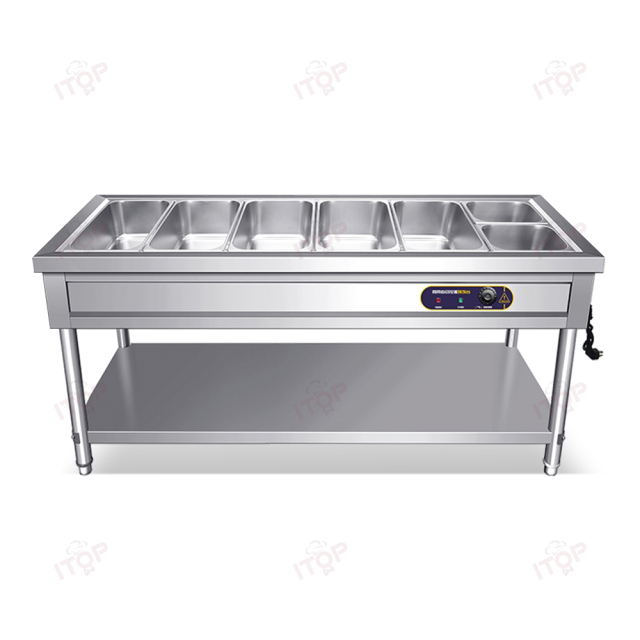 Stainless Steel Bain Marie Restaurant Buffet Bain-marie Food Warming Machine Buffet Steam Food Warmer 6*1/1GN Pan