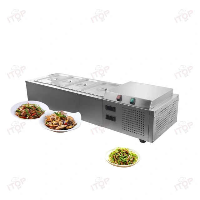 Commercial Tabletop Two Modes Cooling and Heating Electric Stainless Steel Restaurant Food Warmer Cooler Bain Marie
