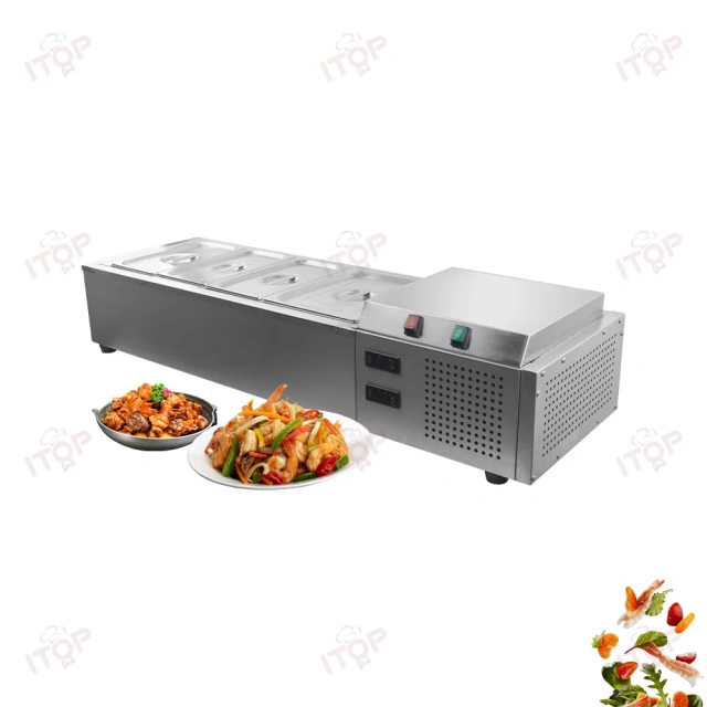 Commercial Tabletop Two Modes Cooling and Heating Electric Stainless Steel Restaurant Food Warmer Cooler Bain Marie