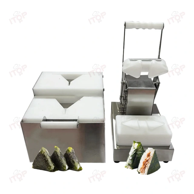Easy Operation Sushi Onigiri Triangle Rice Ball Forming Machine and Packing Machine