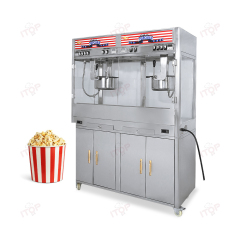 Commercial Automatic Electric Popcorn Making Machine 16oOz 32Oz Double Capacity Free Standing  With Cabinet Oil Pump