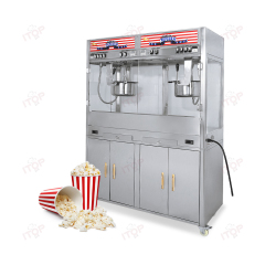 Commercial Automatic Electric Popcorn Making Machine 16oOz 32Oz Double Capacity Free Standing  With Cabinet Oil Pump