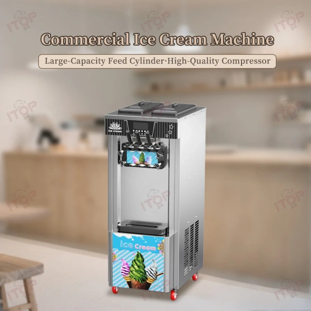 Vertical Mini Soft Ice Cream Machine for Sale 3 Flavors Ice Cream Maker Machine
