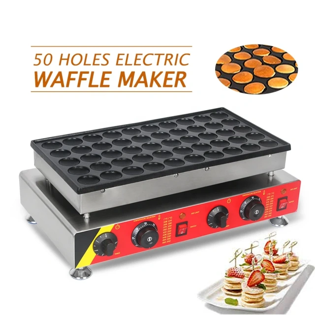 Commercial Dorayaki Waffle Making Machine Multifunctional Dutch Pancakes Maker 50 Holes Mini Pancake Maker