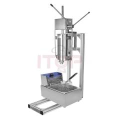 5L Spanish Manual Churro Maker Machine and 8L Electric Fryer Spain Donut Sticks Machine with 5 Pieces Nozzles