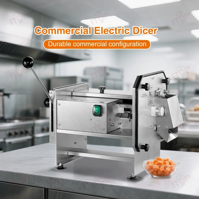 Stainless Steel Electric Dicer Cutter Fruit Vegetable Cube Chopper Slicer 225kg/h Work Continuously For 2 Hours