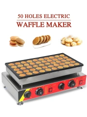 Commercial Dorayaki Waffle Making Machine Multifunctional Dutch Pancakes Maker 50 Holes Mini Pancake Maker