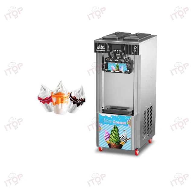 Vertical Mini Soft Ice Cream Machine for Sale 3 Flavors Ice Cream Maker Machine