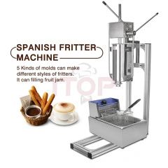 5L Spanish Manual Churro Maker Machine and 8L Electric Fryer Spain Donut Sticks Machine with 5 Pieces Nozzles