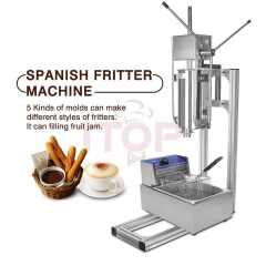 5L Spanish Manual Churro Maker Machine and 8L Electric Fryer Spain Donut Sticks Machine with 5 Pieces Nozzles