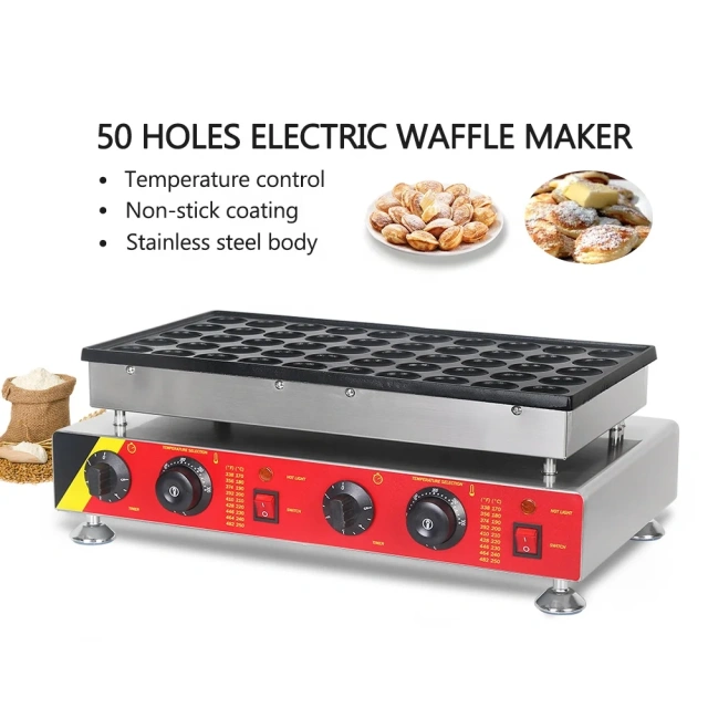 Commercial Dorayaki Waffle Making Machine Multifunctional Dutch Pancakes Maker 50 Holes Mini Pancake Maker