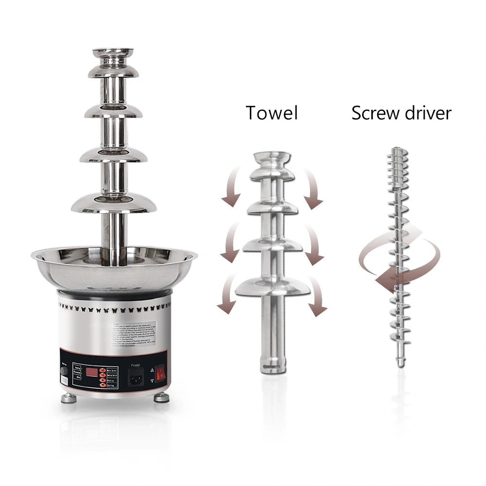 DHC6F Commercial Chocolate Fountain 6 Layers Full 304 stainless Steel Body