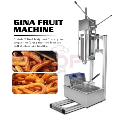 5L Spanish Manual Churro Maker Machine and 8L Electric Fryer Spain Donut Sticks Machine with 5 Pieces Nozzles