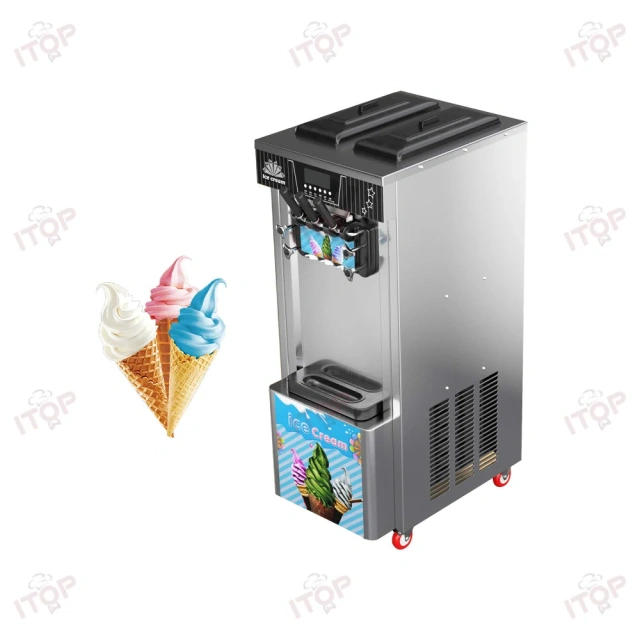 Vertical Mini Soft Ice Cream Machine for Sale 3 Flavors Ice Cream Maker Machine